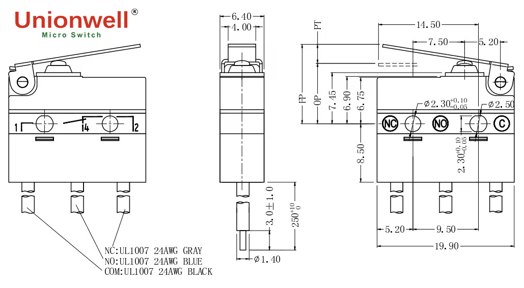 sealed mini micro switch drawing